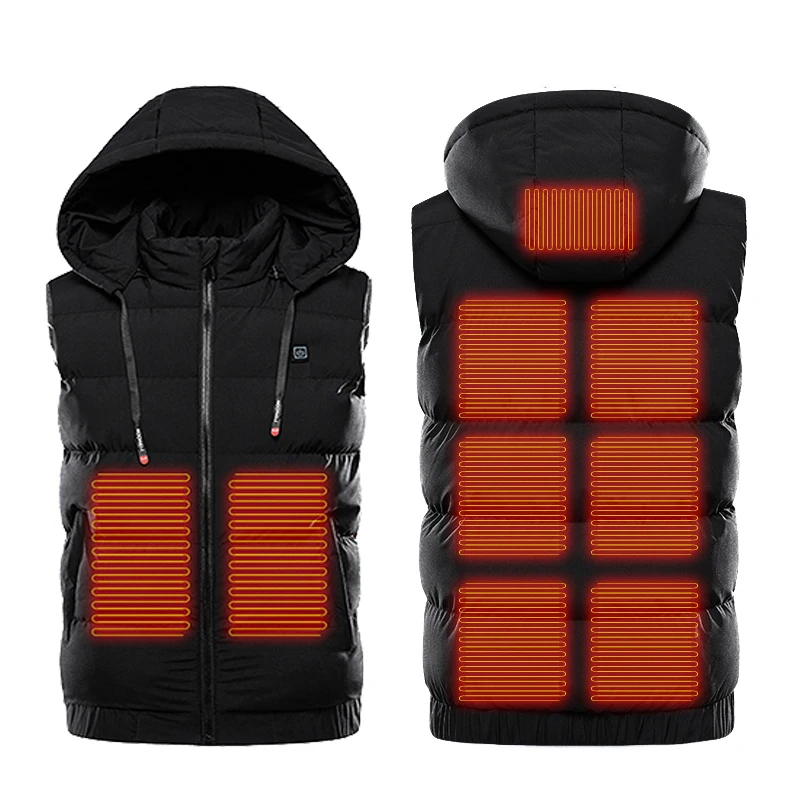 9 Areas Heated Vest Men's Sleeveless Jacket Hooded Men's Vest Thicken Jackets USB Super Warm Outdoor Hunting Heating Jackets
9 Areas Heated Vest Men's Sleeveless Jacket Hooded Men's Vest Thicken Jackets USB Super Warm Outdoor Hunting Heating Jackets