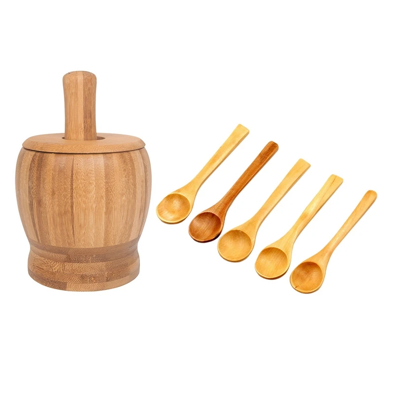 5Pcs Small Wooden Spoons Kit & 1 Set Pestle Grinding Bowl Set Bamboo Mortar And Pestle Pedestal Bowl Pepper Mill Tools
5Pcs Small Wooden Spoons Kit & 1 Set Pestle Grinding Bowl Set Bamboo Mortar And Pestle Pedestal Bowl Pepper Mill Tools