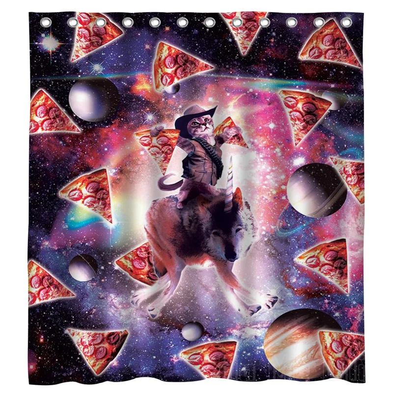 Cowboy Space Cat On Wolf Unicorn Pizza Random Galaxy Rainbow Laser Taco Shower Curtain Whimsical Art For Bathroom Decor
Cowboy Space Cat On Wolf Unicorn Pizza Random Galaxy Rainbow Laser Taco Shower Curtain Whimsical Art For Bathroom Decor