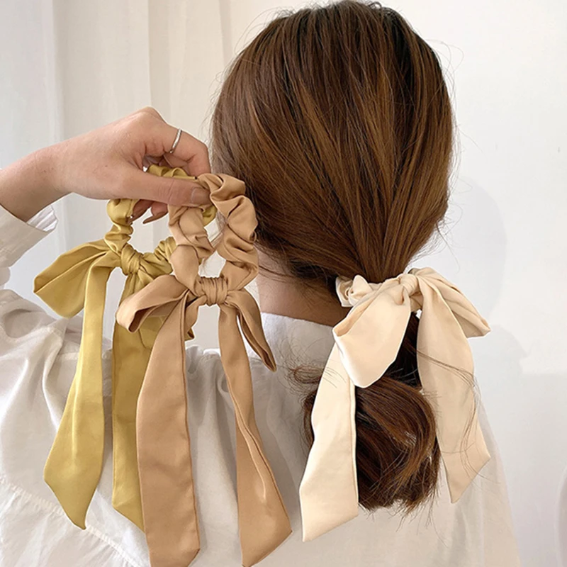 Весенний атласный Шелковый бант, шарф для волос, резинка для волос с узлом, женские резинки для волос, однотонные аксессуары для волос 
Весенний атласный Шелковый бант, шарф для волос, резинка для волос с узлом, женские резинки для волос, однотонные аксессуары для волос