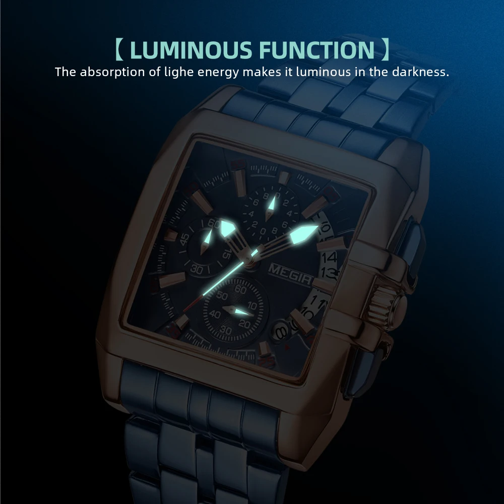 Мужские водонепроницаемые кварцевые часы из нержавеющей стали с хронографом |
