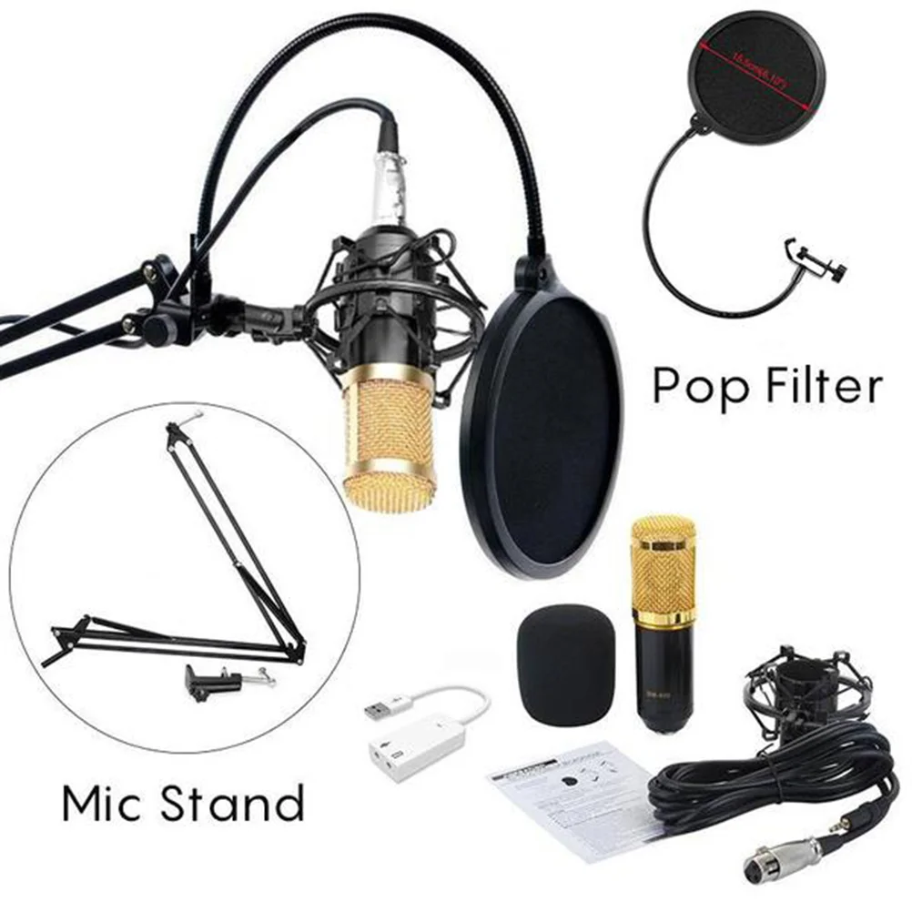 BM-800 Professional Studio Broadcasting Recording Condenser Microphone with Mental Mount Phone Stand Filter and Sound (Black
BM-800 Professional Studio Broadcasting Recording Condenser Microphone with Mental Mount Phone Stand Filter and Sound (Black