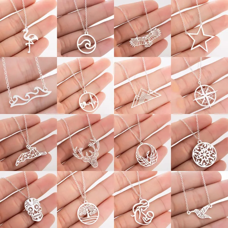 2021 Stainless Steel Star Deer Rabbit Mountains Phoenix ECG Necklace Hummingbird Yoga Wave Femme Chokers Women Jewelry Gifts
2021 Stainless Steel Star Deer Rabbit Mountains Phoenix ECG Necklace Hummingbird Yoga Wave Femme Chokers Women Jewelry Gifts