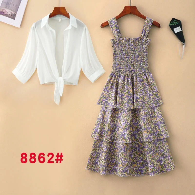 Summer New Two Piece Sets Fashion Womens Outfits White Short Sleeve Shirt Off Shoulder Midi Floral Chiffon Dress Set 2022 Y546
Summer New Two Piece Sets Fashion Womens Outfits White Short Sleeve Shirt Off Shoulder Midi Floral Chiffon Dress Set 2022 Y546
