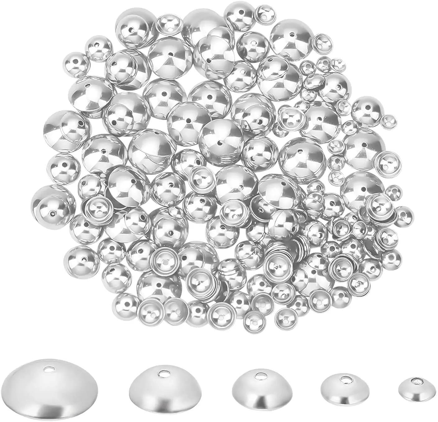 About 250 PCS 3/4/5/6/8mm Half Round Bead Caps Stainless Steel Spacer Caps Apetalous Bead Cap Spacers for Bracelet
About 250 PCS 3/4/5/6/8mm Half Round Bead Caps Stainless Steel Spacer Caps Apetalous Bead Cap Spacers for Bracelet