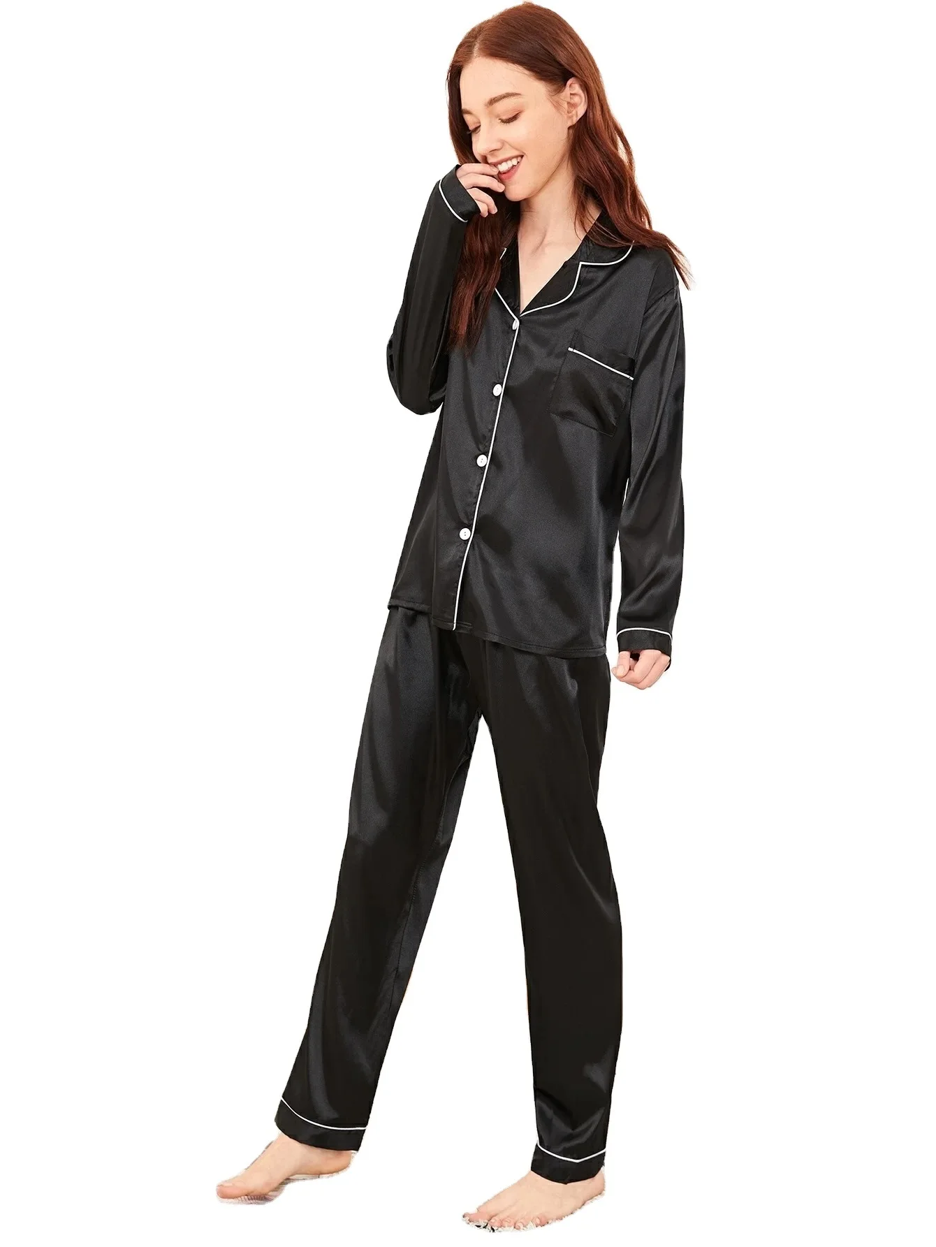 YRRFUOT Women's Suits Solid Color Cardigan Imitation Silk Women HomeWear Long Sleeve Casual Home Clothing Korean Style Pajamas
YRRFUOT Women's Suits Solid Color Cardigan Imitation Silk Women HomeWear Long Sleeve Casual Home Clothing Korean Style Pajamas