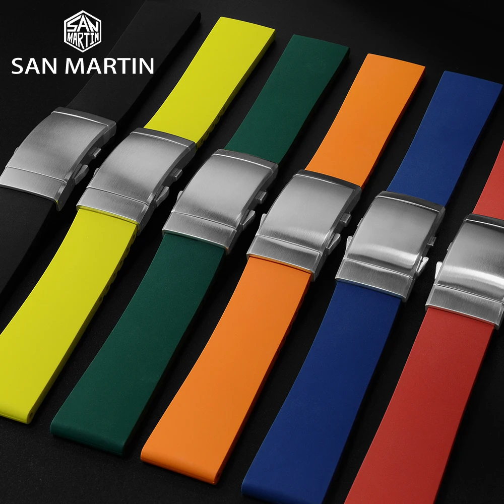 San Martin Watch Parts Waterproof Rubber Strap 20/22MM Universal Diving Watch Strap Multicolor Simple
San Martin Watch Parts Waterproof Rubber Strap 20/22MM Universal Diving Watch Strap Multicolor Simple
