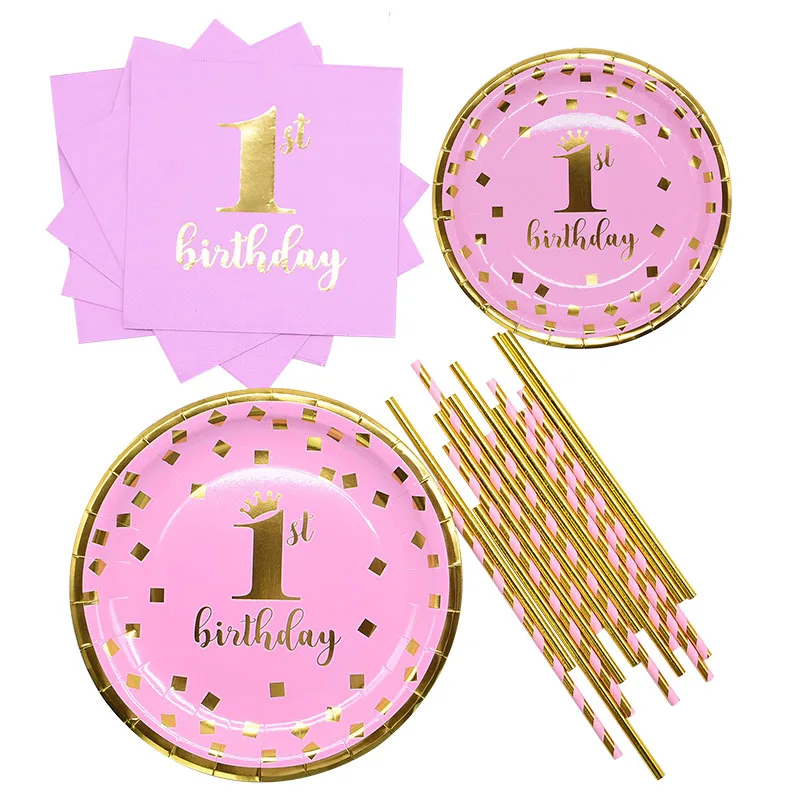 1st Birthday Party Tableware Set Handmade Pink Baby Gender Reveal Baptism Decor Paper Crafts Cup Plate Banner Baby Shower Supply
1st Birthday Party Tableware Set Handmade Pink Baby Gender Reveal Baptism Decor Paper Crafts Cup Plate Banner Baby Shower Supply