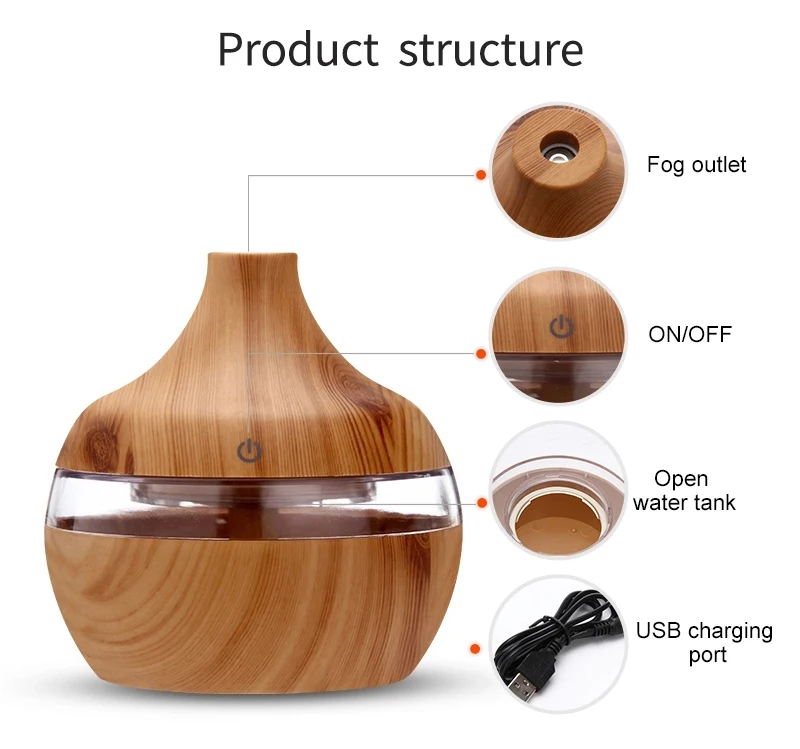 Electric Humidifier Essential Aroma Oil Diffuser Ultrasonic Wood Grain Air Humidifier USB Mini Mist Maker LED Light For Home
Electric Humidifier Essential Aroma Oil Diffuser Ultrasonic Wood Grain Air Humidifier USB Mini Mist Maker LED Light For Home