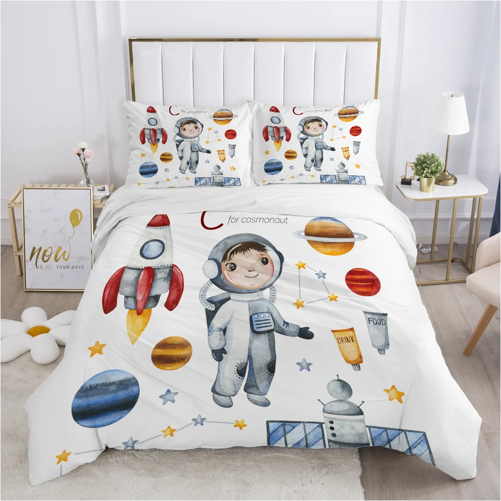 

Children Bedding set for Kids Baby Child Girls boy140x200 Single Quilt/Comfortable/Duvet Cover Set Bed Linens Cute Aerospace