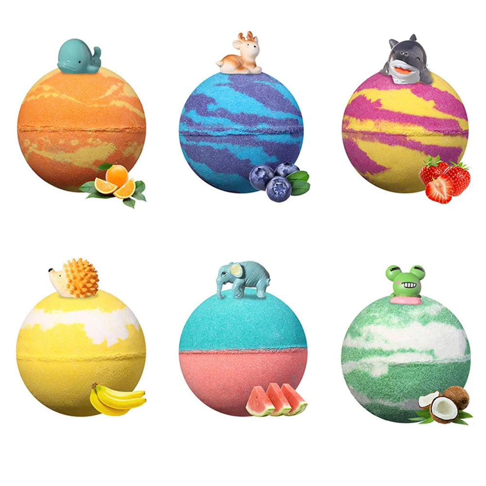 

6 цветов, игрушка ванн Уайт герлс мяч содержит модели животных детские игрушки для купания с небольшими помпончиками глубокое очищение аром...