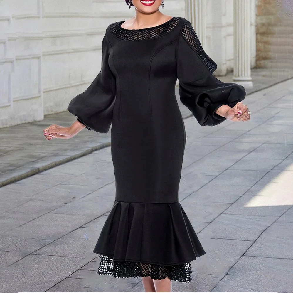 Autumn Winter New Dresses for Women Solid Mermaid Hollow Out Lantern Sleeve Mid Calf Vintage Evening Party Dress Vestidos Mujer
Autumn Winter New Dresses for Women Solid Mermaid Hollow Out Lantern Sleeve Mid Calf Vintage Evening Party Dress Vestidos Mujer