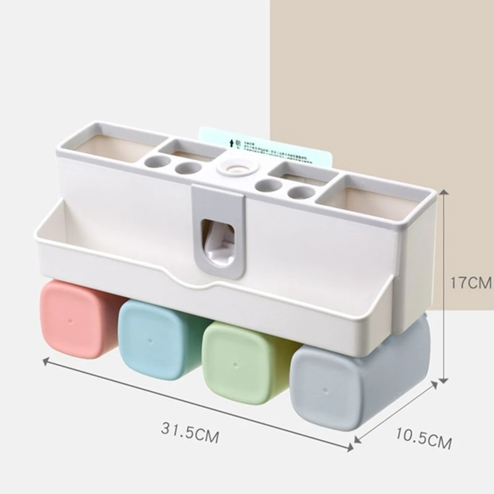 Wall Mounted Toothbrush Holder Automatic Toothpaste Dispenser with 4 Wash cups Hanging Toothbrush Organizer Bathroom Accessories
Wall Mounted Toothbrush Holder Automatic Toothpaste Dispenser with 4 Wash cups Hanging Toothbrush Organizer Bathroom Accessories