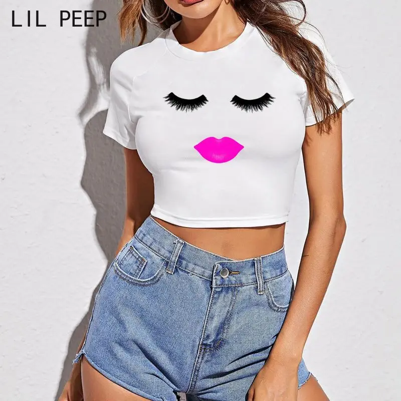 Lips Lashes Short Sleeve T Shirts Cool Female T-Shirt Casual T Shirt Women Fashion Crop Tops Summer Clothes
Lips Lashes Short Sleeve T Shirts Cool Female T-Shirt Casual T Shirt Women Fashion Crop Tops Summer Clothes
