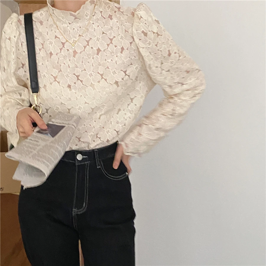 Sweet Beige Lace Embroidery Blouse Women Spring Autumn Casual Long Sleeve Stand Collar Shirt Elegant Korean Chic Female Tops New
Sweet Beige Lace Embroidery Blouse Women Spring Autumn Casual Long Sleeve Stand Collar Shirt Elegant Korean Chic Female Tops New