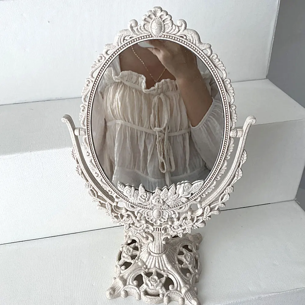 Oval Tabletop Mirror Vintage Cosmetic Makeup Swivel Makeup Mirror Stand Frame Antique Decoration For Dressing Bathroom Bedroom
Oval Tabletop Mirror Vintage Cosmetic Makeup Swivel Makeup Mirror Stand Frame Antique Decoration For Dressing Bathroom Bedroom