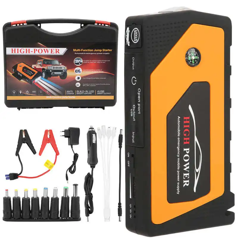 

18000mAh Car Jump Starter Power Bank Multifunctional 12V 600A with Compass Lighting Flash 4 USB Output car