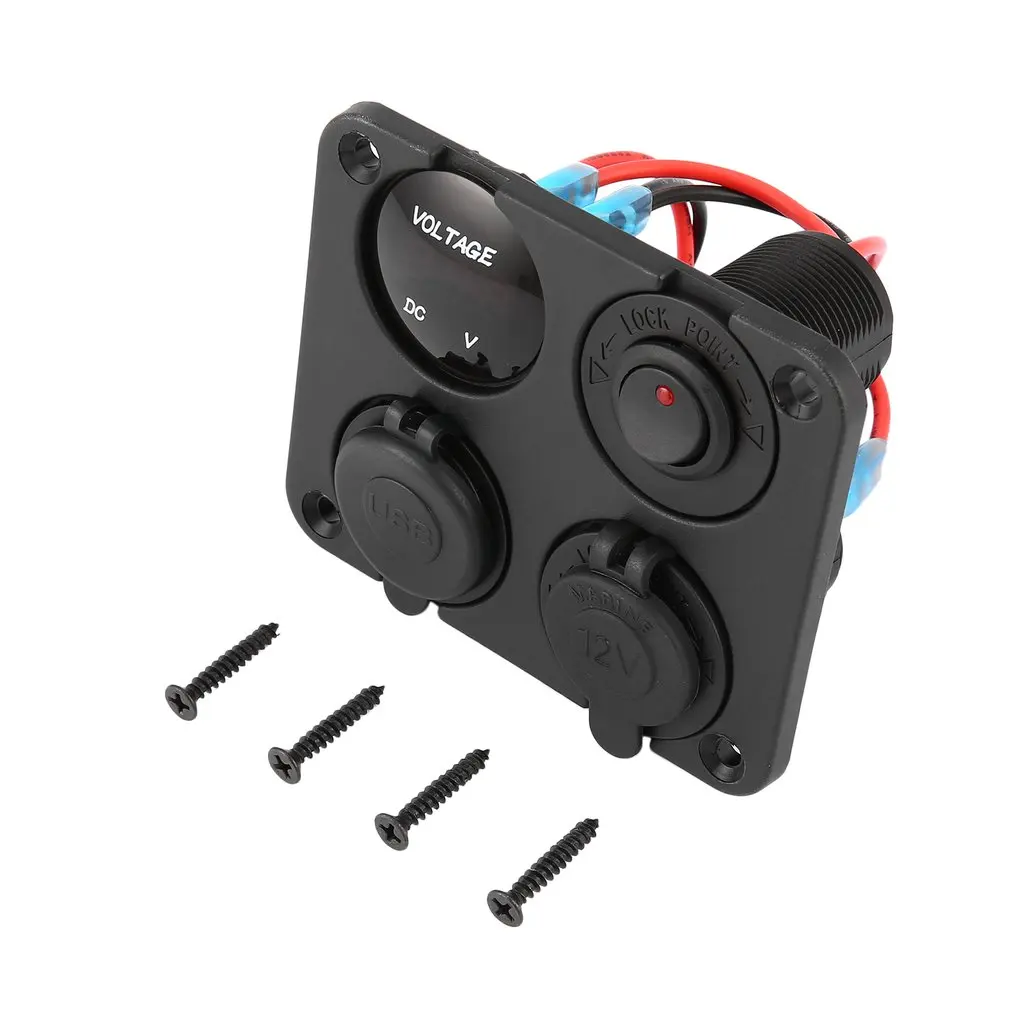 Dual USB Ports Car Charger with LED Voltmeter + 12-24V Power Socket + On-Off Switch 4 in 1 Car Marine Boat LED Switch Panel
Dual USB Ports Car Charger with LED Voltmeter + 12-24V Power Socket + On-Off Switch 4 in 1 Car Marine Boat LED Switch Panel