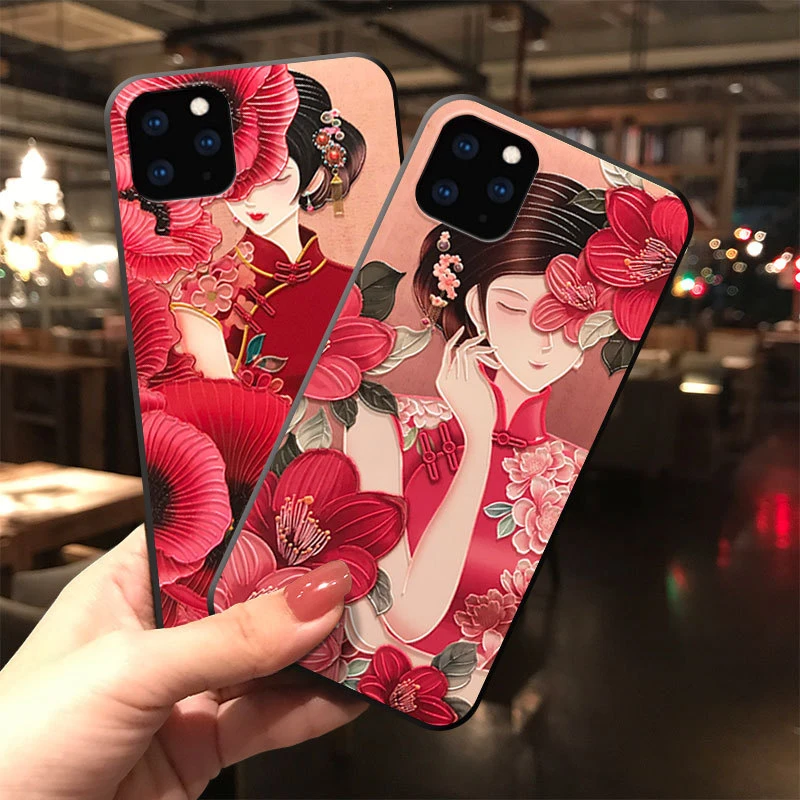 Чехол с 3D тиснением для iPhone X XS XR 11 12 13 Pro Max мягкий матовый чехол-накладка в стиле