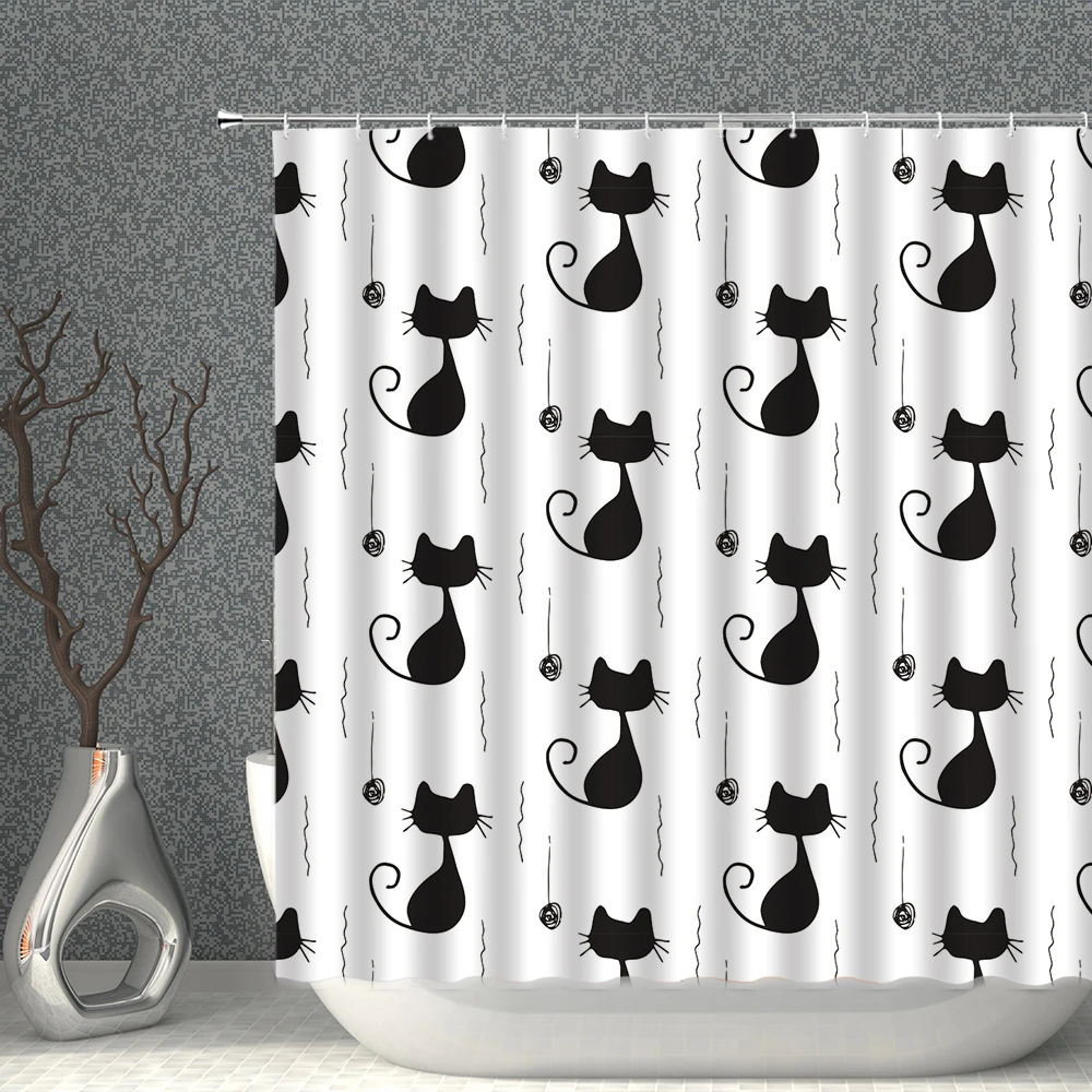 Cartoon Cat White Shower Curtain Waterproof pattern Print Polyester Bath Curtains Multi-Size With Hooks Bathroom Screen Decor
Cartoon Cat White Shower Curtain Waterproof pattern Print Polyester Bath Curtains Multi-Size With Hooks Bathroom Screen Decor
