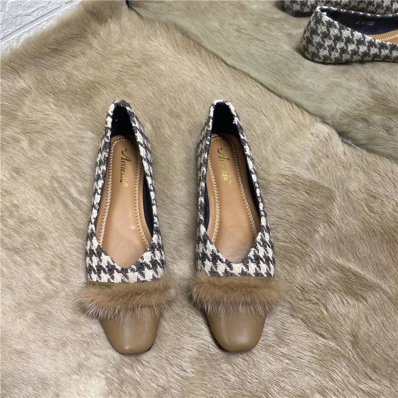 Rabbit Fur Flats Shoes Women Ballets Flat 2021 Spring New Plaid Lady Slip On Sneakers Casual Shoes for Women Spring Square Toe
Rabbit Fur Flats Shoes Women Ballets Flat 2021 Spring New Plaid Lady Slip On Sneakers Casual Shoes for Women Spring Square Toe
