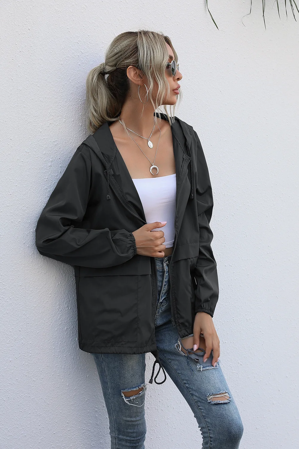Women's Autumn Jacket Raincoat Hoodie With Zipper Fitted Coat Long Sleeve Knitted Black Fashion Clothing Solid Casual Cotton
Women's Autumn Jacket Raincoat Hoodie With Zipper Fitted Coat Long Sleeve Knitted Black Fashion Clothing Solid Casual Cotton