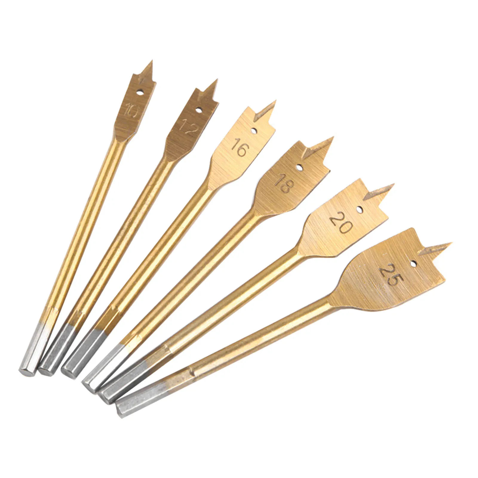 6pcs High Carbon Steel Woodworking Durable Titanium Coating Universal Flat Practical Spade Drill Bit Set Wear Resistance
6pcs High Carbon Steel Woodworking Durable Titanium Coating Universal Flat Practical Spade Drill Bit Set Wear Resistance