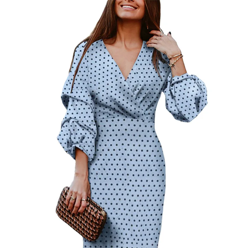 Spring and Summer Fashion V-neck Wave Point Lantern 3 / 4 Sleeve Mid Length Dress Polka Vestido De Mujer
Spring and Summer Fashion V-neck Wave Point Lantern 3 / 4 Sleeve Mid Length Dress Polka Vestido De Mujer