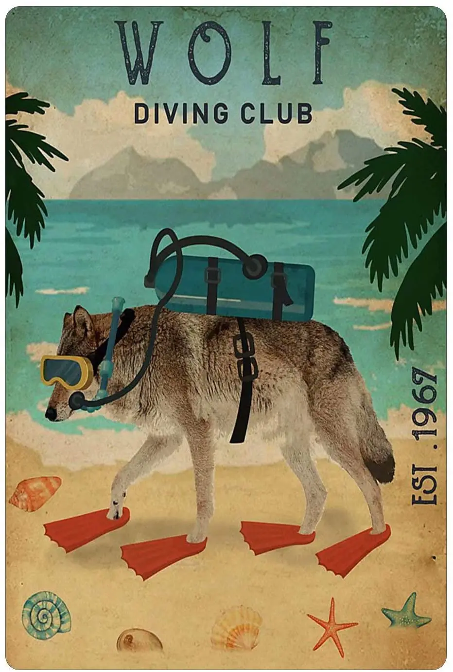 Wolf'S Diving Club Vintage Poster Metal Tin Sign, Used To Decorate Bars, Clubs Coffee Bars, Billiards Wall Signs Of The House 
Wolf'S Diving Club Vintage Poster Metal Tin Sign, Used To Decorate Bars, Clubs Coffee Bars, Billiards Wall Signs Of The House