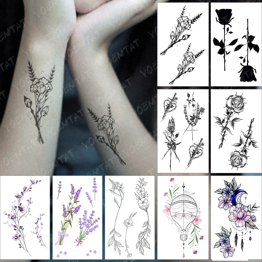 Waterproof Temporary Tattoo Sticker Simple Line Flower Rose Flash Tatoo Lavender Arm Wrist Fake Tatto For Body Art Women Men
Waterproof Temporary Tattoo Sticker Simple Line Flower Rose Flash Tatoo Lavender Arm Wrist Fake Tatto For Body Art Women Men