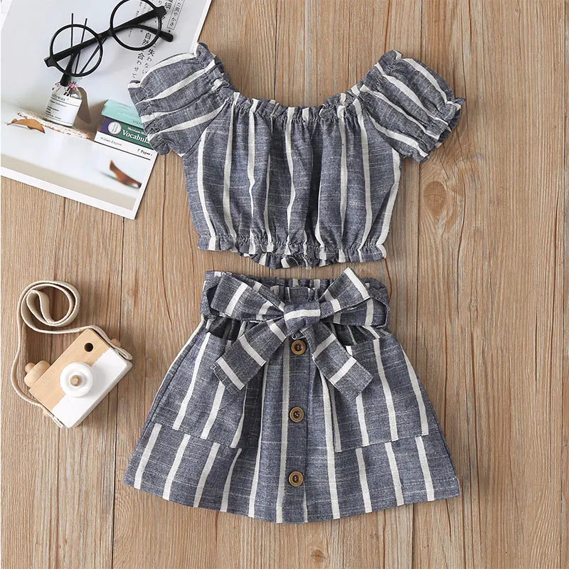 100% Cotton Baby Girl Outfits Stripe 2PCS/Set Off-Shoulder Tube Top + Big Bow Skirt Sets Outfit
100% Cotton Baby Girl Outfits Stripe 2PCS/Set Off-Shoulder Tube Top + Big Bow Skirt Sets Outfit