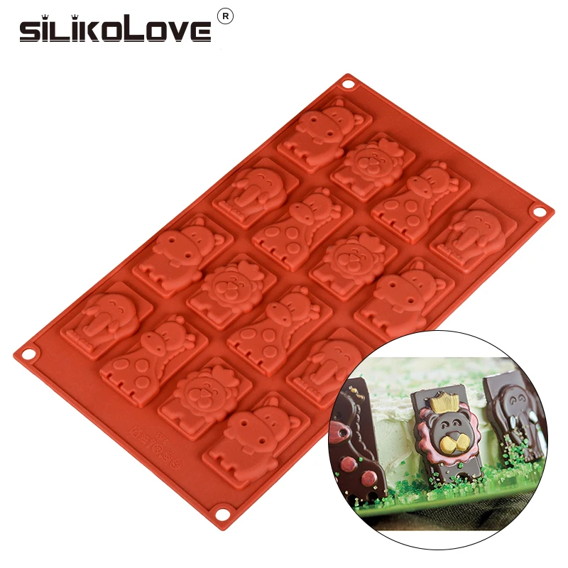 SILIKOLOVE 16 полости лошадь слон лев силиконовая форма для украшения торта Шоколадный