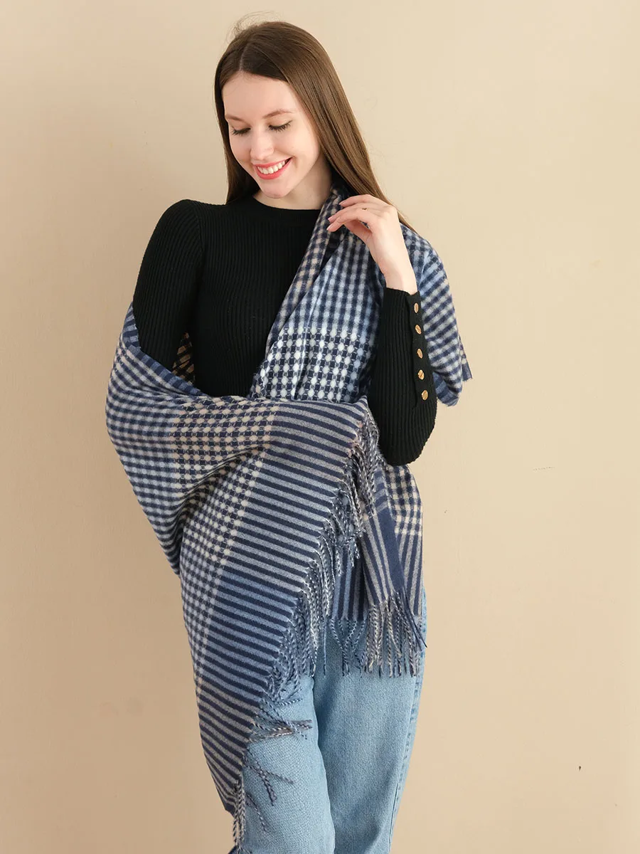 Женский кашемировый шарф, теплый толстый длинный шарф в полоску и клетку, 180x70 см, из пашмины с кисточками
Женский кашемировый шарф, теплый толстый длинный шарф в полоску и клетку, 180x70 см, из пашмины с кисточками