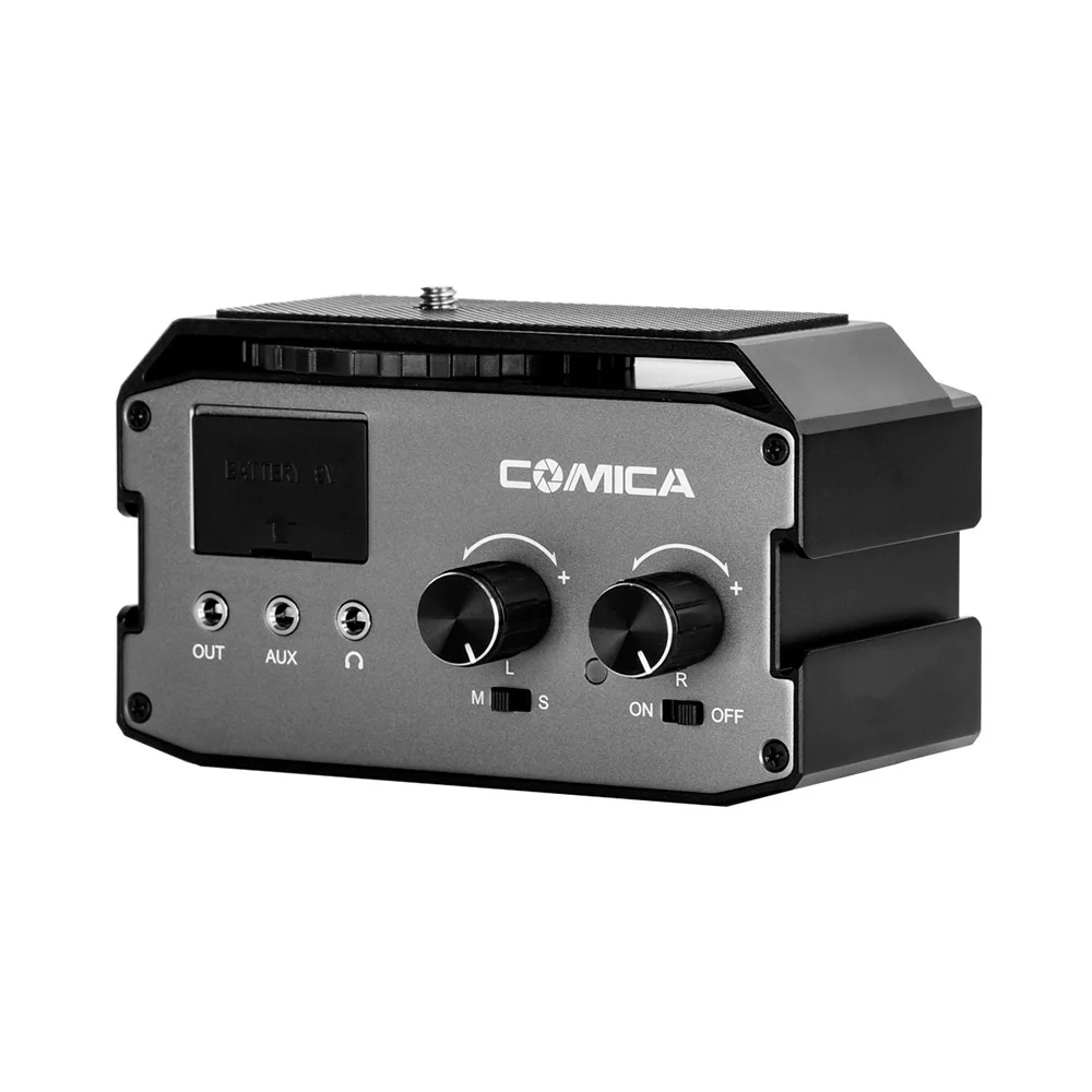 CoMica CVM-AX3 XLR Audio Mixer Adapter Preamplifier Dual XLR/6.35mm/3.5mm Mics Audio Mixer for DSLR Camera Camcorder
CoMica CVM-AX3 XLR Audio Mixer Adapter Preamplifier Dual XLR/6.35mm/3.5mm Mics Audio Mixer for DSLR Camera Camcorder