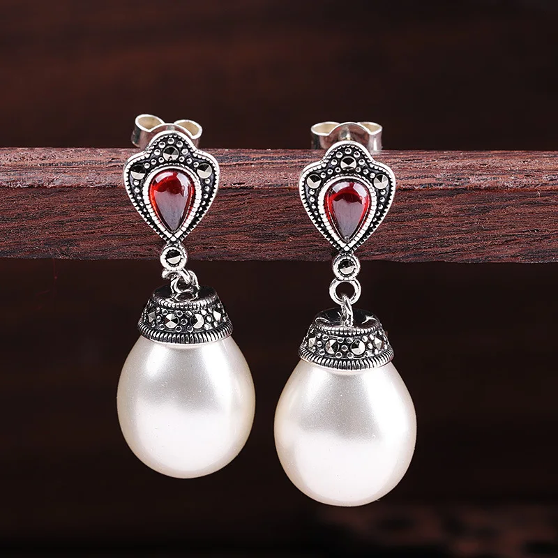 MetJakt Handmade Thai Silver Earrings S925 Sterling Silver Women's Natural Shell Earrings
MetJakt Handmade Thai Silver Earrings S925 Sterling Silver Women's Natural Shell Earrings