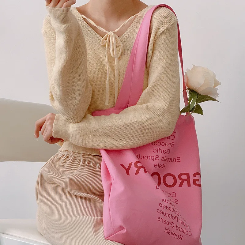 Original Women Canvas Tote Bag 2021 New "GROCERY" Shoulder Bag Large Capacity Students Books Bag Daily Shopping Handbag 
Original Women Canvas Tote Bag 2021 New "GROCERY" Shoulder Bag Large Capacity Students Books Bag Daily Shopping Handbag