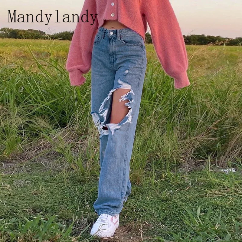Mandylandy Jeans Summer High Waist Button Denim Straight-Leg Trousers Women's Sexy Solid Color Loose Hole Jeans
Mandylandy Jeans Summer High Waist Button Denim Straight-Leg Trousers Women's Sexy Solid Color Loose Hole Jeans