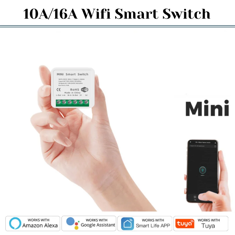 MINI Wifi Smart Switch 16A/10A Timer Wireless Switches Smart Home Automation Compatible Works With Tuya Alexa Google Home
MINI Wifi Smart Switch 16A/10A Timer Wireless Switches Smart Home Automation Compatible Works With Tuya Alexa Google Home