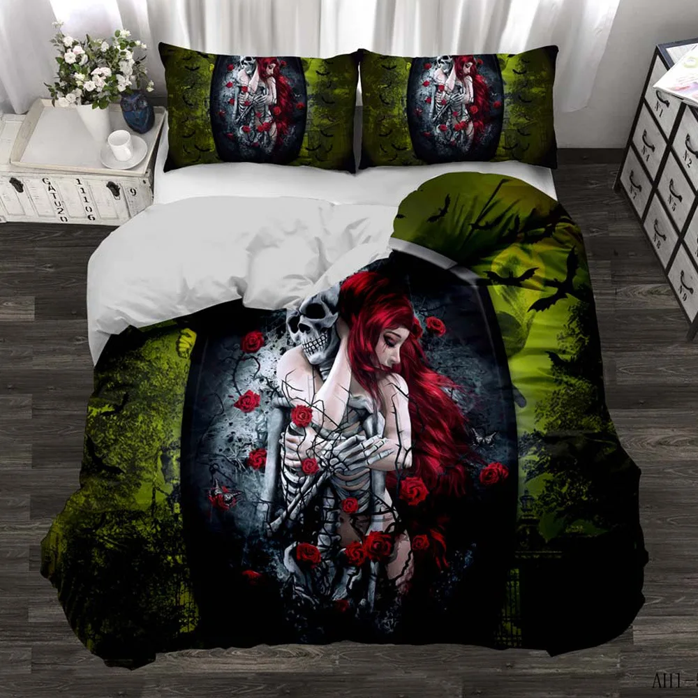 Perrnsonality Skull Patten Bedding Set Adult Quilt Pillowcase Flower Candle Green Background Skull Bedroom Set Home Textil
Perrnsonality Skull Patten Bedding Set Adult Quilt Pillowcase Flower Candle Green Background Skull Bedroom Set Home Textil