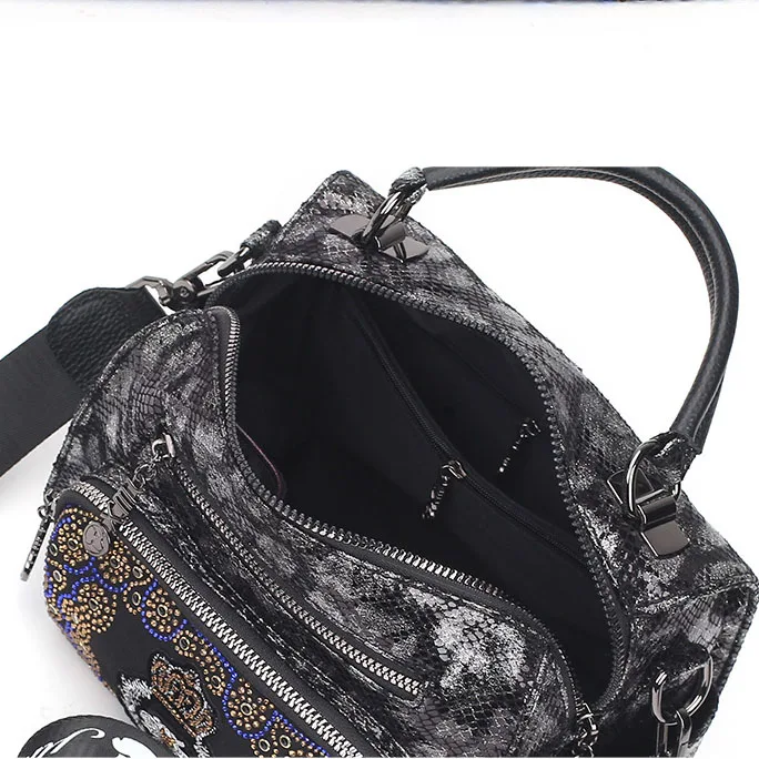 

Animal Prints Handbag Women Bag Designer Handbags High Quality Fancy Frills Bolso Grande Mujer Diamond Tote Shoulder Satchels