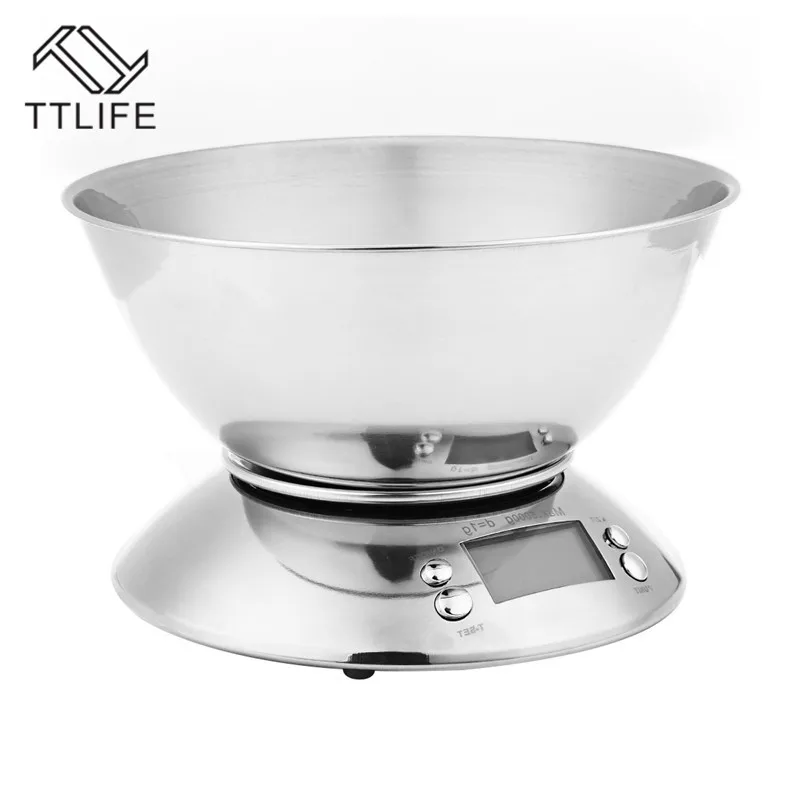 TTLIFE Digital Kitchen Scale High Accuracy 1g/5kg Food Scale with Removable Bowl Room Temperature Alarm Timer Stainless Steel
TTLIFE Digital Kitchen Scale High Accuracy 1g/5kg Food Scale with Removable Bowl Room Temperature Alarm Timer Stainless Steel
