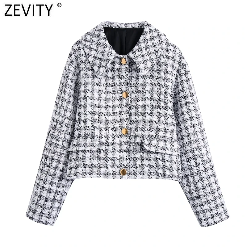 Zevity Women Vintage Plaid Print Tweed Woolen Coat Ladies Single Breasted Casual Outerwear Chic Jacket Veste Femme Tops CT800
Zevity Women Vintage Plaid Print Tweed Woolen Coat Ladies Single Breasted Casual Outerwear Chic Jacket Veste Femme Tops CT800