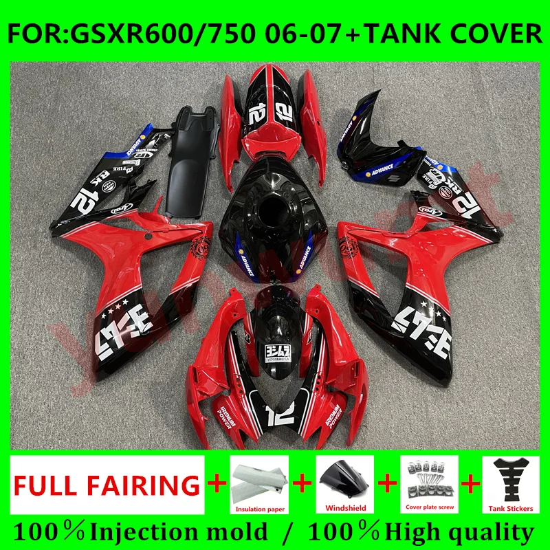 Motorcycle Fairing + Tank cover Bodywork for Suzuki GSXR600 06 07 GSXR750 2006 GSX-R750 2006 - 2007 K6 Fairings set red black
Motorcycle Fairing + Tank cover Bodywork for Suzuki GSXR600 06 07 GSXR750 2006 GSX-R750 2006 - 2007 K6 Fairings set red black