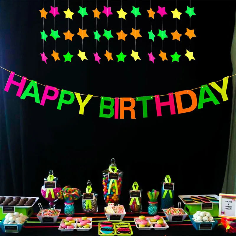 Luminous Party Glow In The Dark Paper String Star Garland Hanging Pendants Happy Birthday Banner for Wedding Party Decoration
Luminous Party Glow In The Dark Paper String Star Garland Hanging Pendants Happy Birthday Banner for Wedding Party Decoration