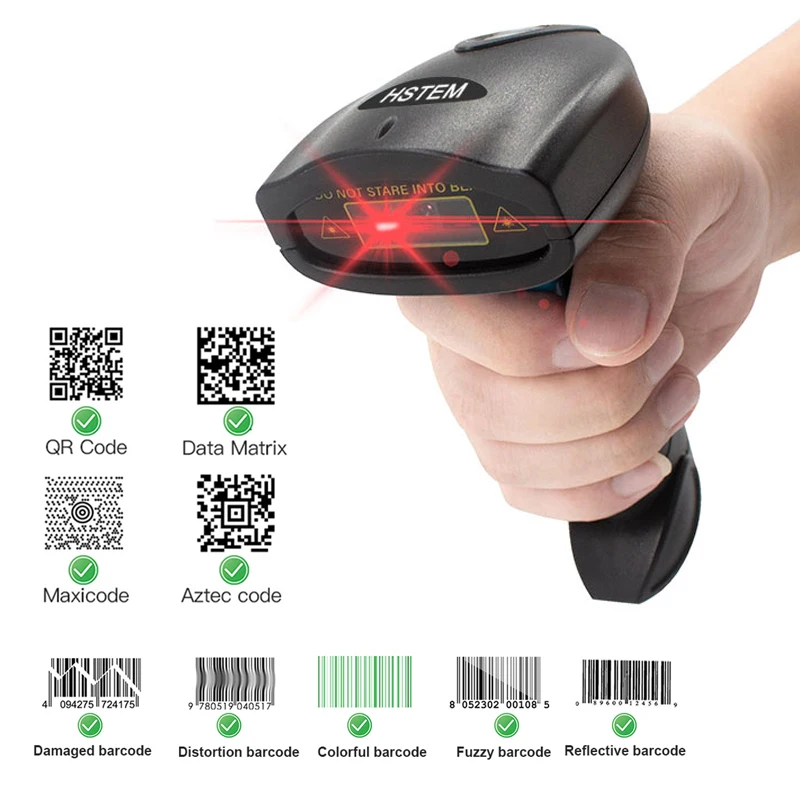 Беспроводной сканер штрих-кода Hstem PDF417 2 4G Bluetooth-совместим | Компьютеры и офис
