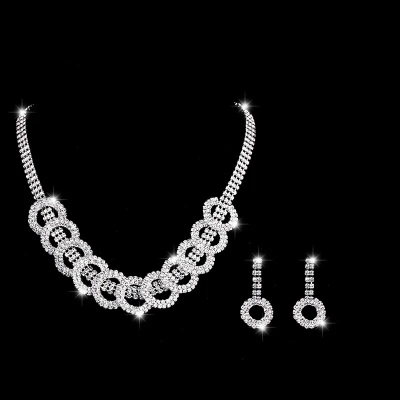 GU116 Fashion luxury bridal set of shiny zircon wedding circle necklace earrings 2-piece silver-plated jewelry
GU116 Fashion luxury bridal set of shiny zircon wedding circle necklace earrings 2-piece silver-plated jewelry