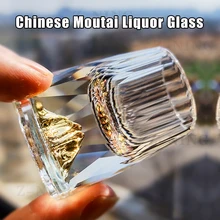 Luxury Crystal Glass Vodka Glass Sake Shochu Glass Bar Bullet Glass Liqueur Double Bottom Gold Foil Glass Tea Cup High-end Gifts