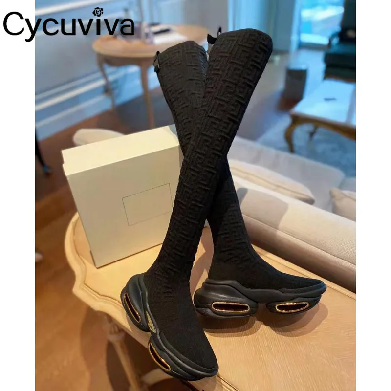 Designer Black Stretch Over The Knee High Boots Women Platform Slim Fit Long Boots Thick Sole Increase Heel Thin Knee High Boots
Designer Black Stretch Over The Knee High Boots Women Platform Slim Fit Long Boots Thick Sole Increase Heel Thin Knee High Boots