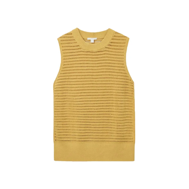 2021 spring and summer new beige heavy-duty hollow round neck sleeveless vest top straight vest
2021 spring and summer new beige heavy-duty hollow round neck sleeveless vest top straight vest