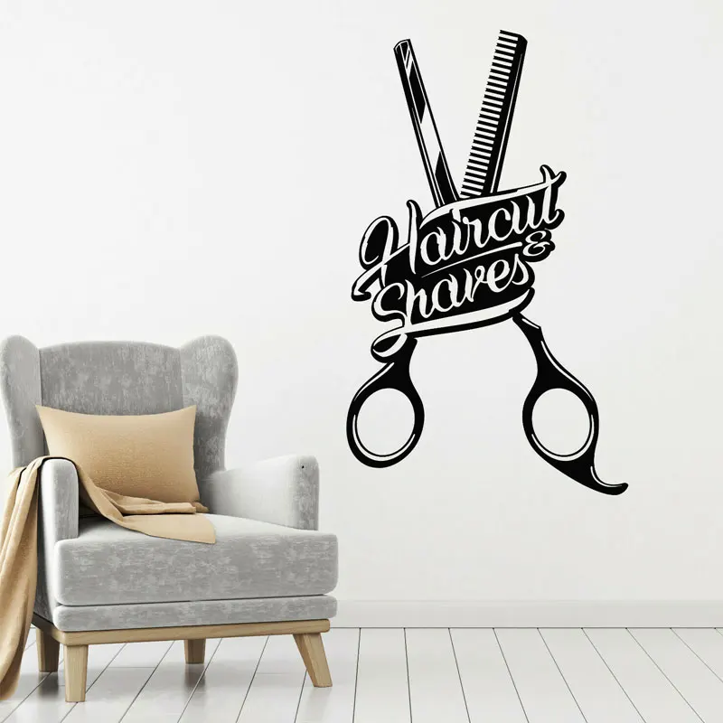 Haircut Shaved Comb Scissors Barber Salon Wall Stickers Vinyl Decor Barbershop Sign Decals Removable Transfer Film Mural S154
Haircut Shaved Comb Scissors Barber Salon Wall Stickers Vinyl Decor Barbershop Sign Decals Removable Transfer Film Mural S154